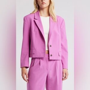 Open Edit Crop Blazer (XS; Pink Rosebud)